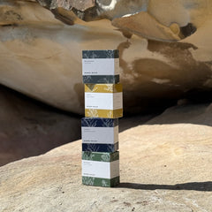 GIft boxes on a rock with a natural background